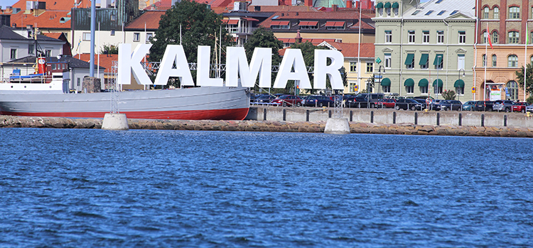 Flygbild över delar av Kalmar stad