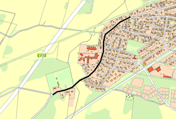 Kartbild över vägarbeten på Rinkabyholmsvägen.