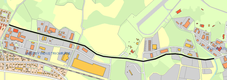 Kartbild över beläggningsarbeten på Dokumentvägen.
